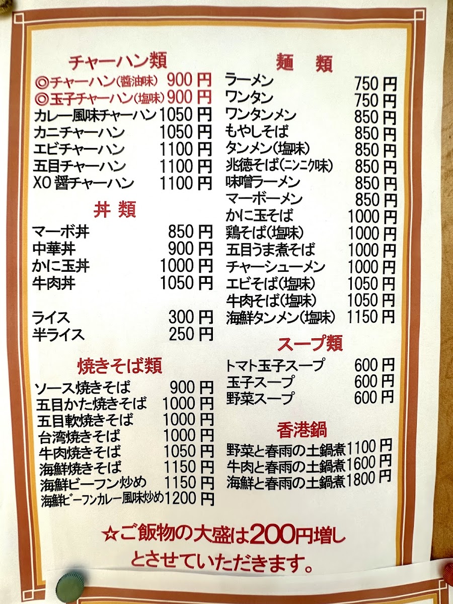 Menu - Chōtoku photo 1